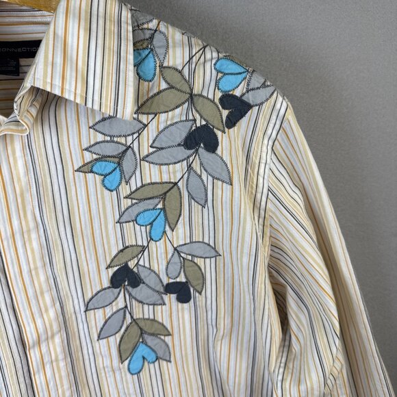 French Connection Floral Embroidered Shirt Mens US Size M Coastal Country Cowboy - Picture 5 of 13